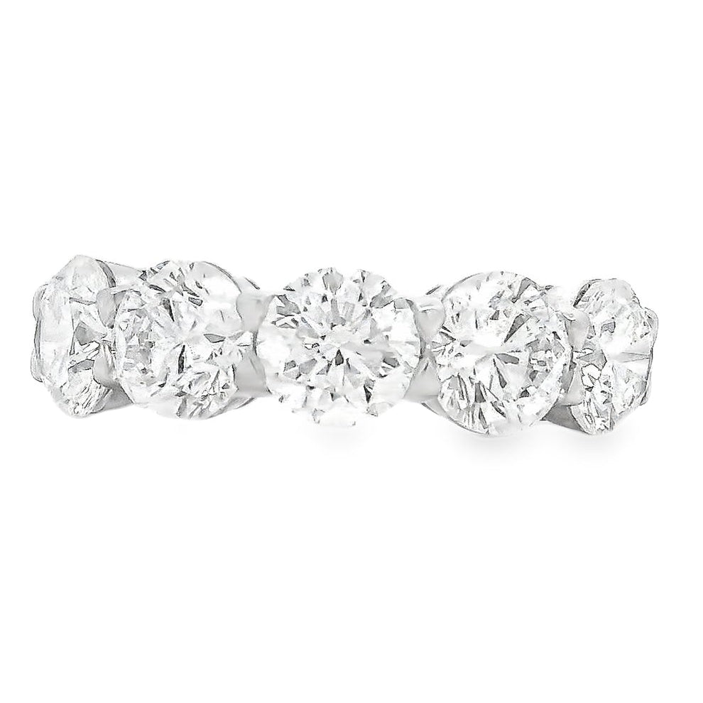 Platinum 5.05ctw Round Brilliant Diamond Half Eternity Band Ring — top-down view