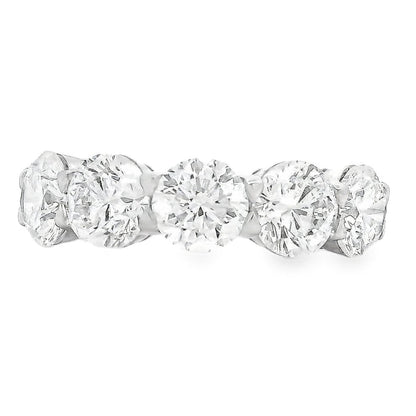 Platinum 5.05ctw Round Brilliant Diamond Half Eternity Band Ring — top-down view