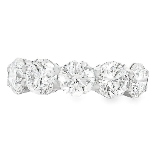 Platinum 5.05ctw Round Brilliant Diamond Half Eternity Band Ring — top-down view