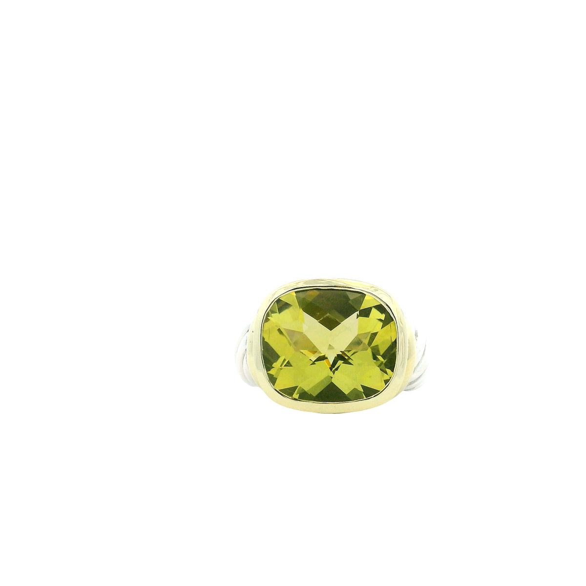 David Yurman 14k Yellow Gold & Sterling Silver Albion Lemon Citrine Ring — top-down view