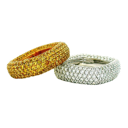 14k White Gold 3-4ctw Round Brilliant Diamond Pavé Band Ring — top-down view