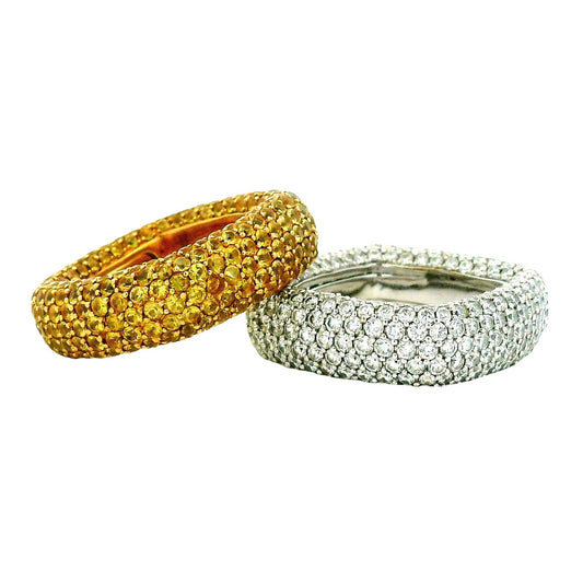 14k White Gold 3-4ctw Round Brilliant Diamond Pavé Band Ring — top-down view