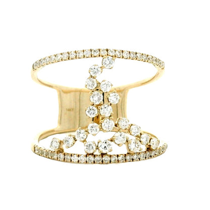 14k Yellow Gold 0.64ctw Pavé Diamond Openwork Cocktail Ring — top-down view