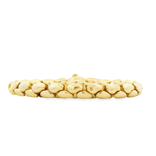 18k Yellow Gold Nanis Links Bracelet 7.5" — front view, clasp closed