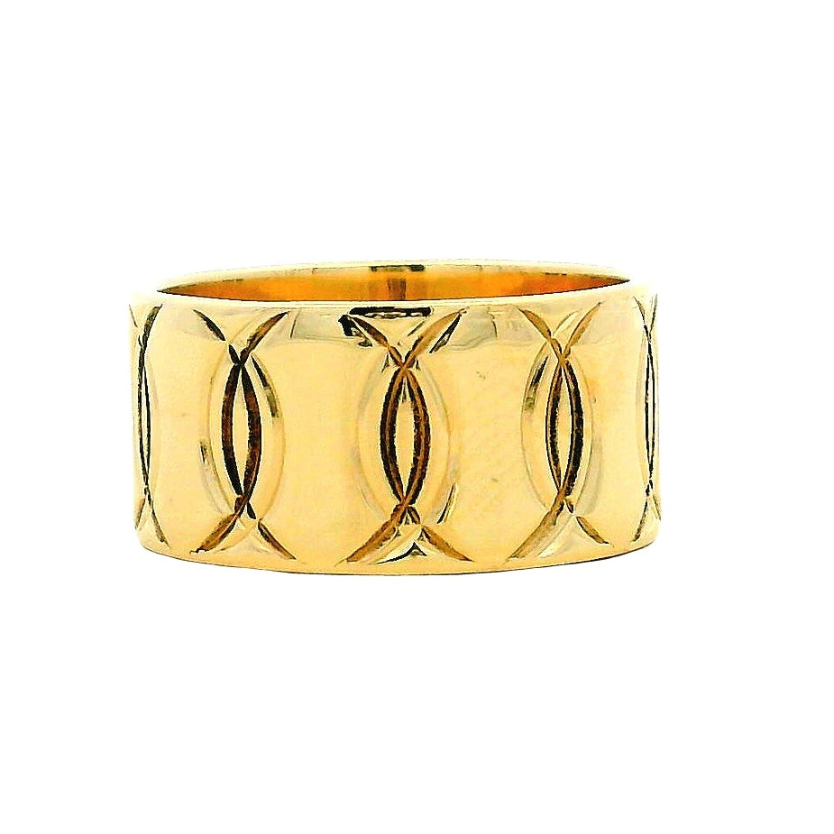 14k Yellow Gold Repeating Oval Pattern Fashion Ring — top-down view