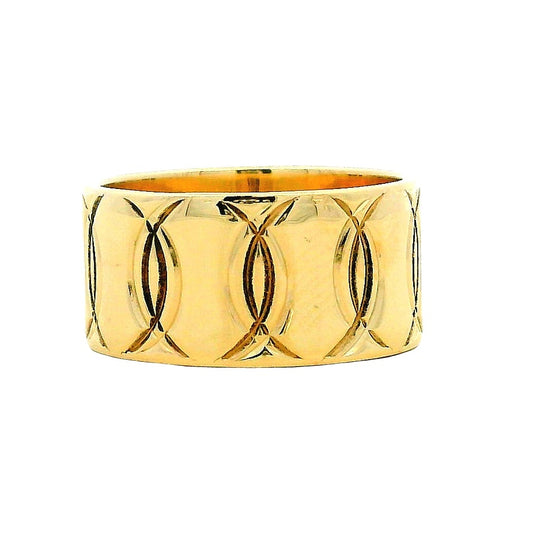 14k Yellow Gold Repeating Oval Pattern Fashion Ring — top-down view