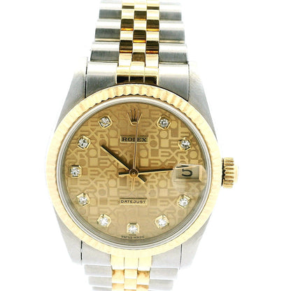 Rolex 68273 Datejust 31mm Diamond Dial Two-Tone Jubilee Watch — front view
