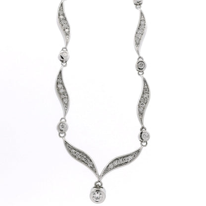14k White Gold 0.90ctw Round Brilliant Diamond V-Shaped Necklace — front view