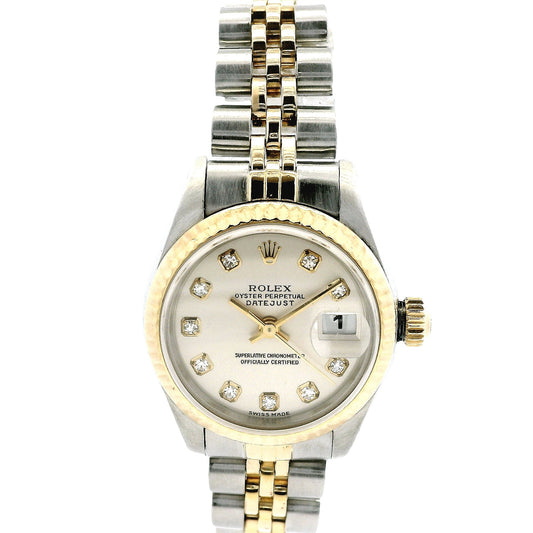 Rolex 69173 Datejust 26mm Two-Tone Diamond Dial Jubilee Watch — front view