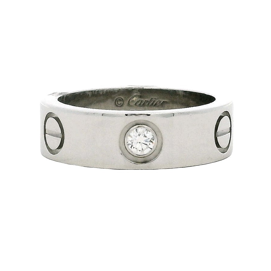 Cartier Platinum Love Ring with Diamond — top-down view