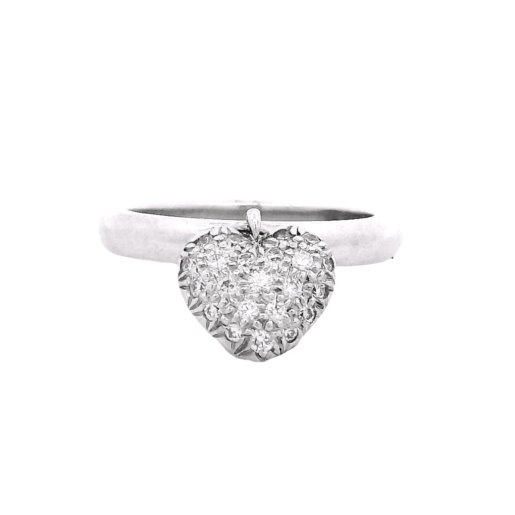 Tiffany & Co. Platinum 0.48ctw F VS Diamond Dangle Heart Ring — top-down view