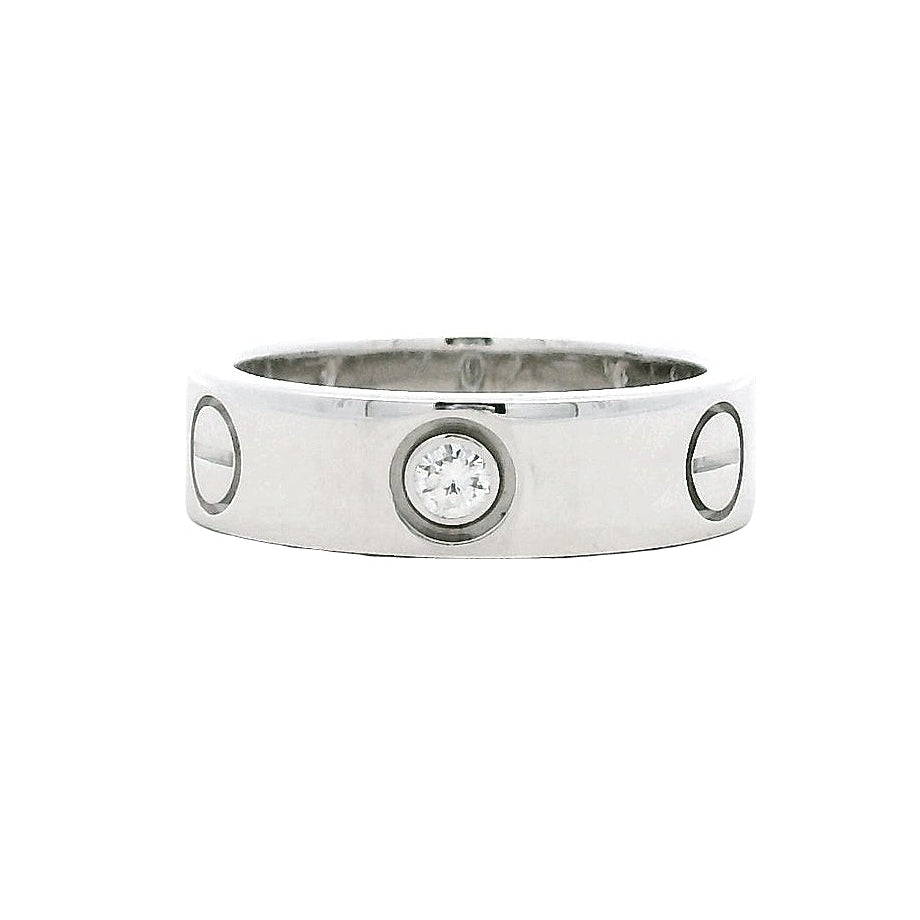 Cartier 18k White Gold 3 Diamond Love Ring — top-down view
