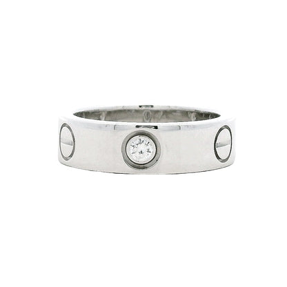 Cartier 18k White Gold 3 Diamond Love Ring — top-down view