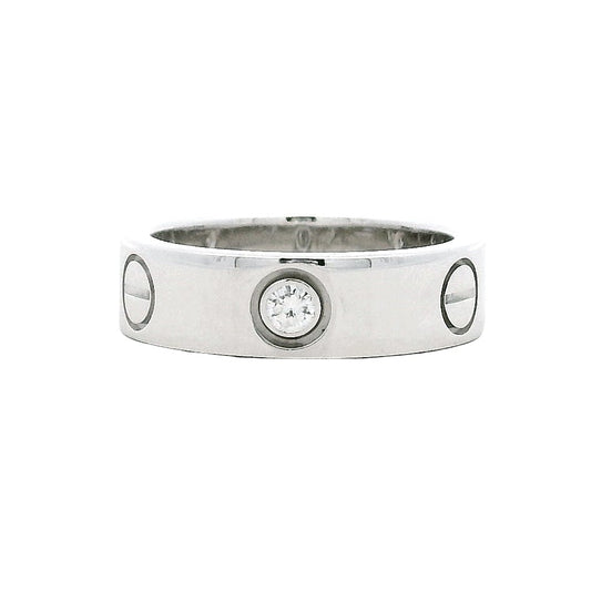 Cartier 18k White Gold 3 Diamond Love Ring — top-down view