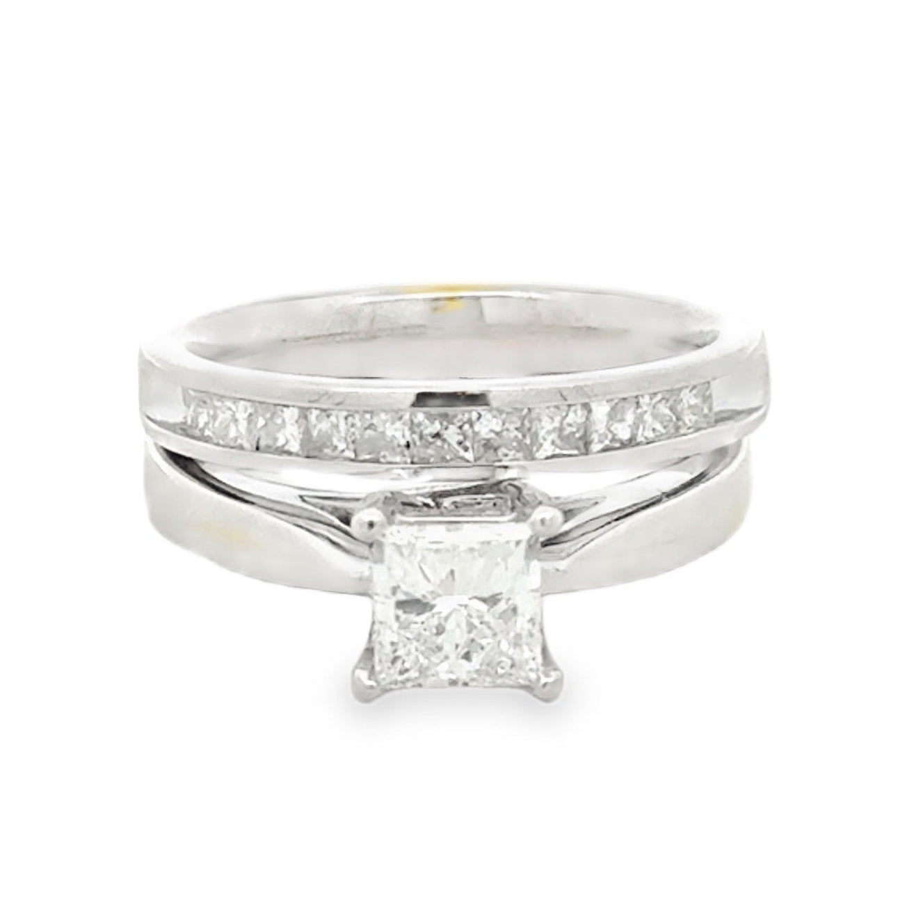 14k White Gold 0.96ct Princess Cut Diamond Solitaire Engagement Ring — top-down view