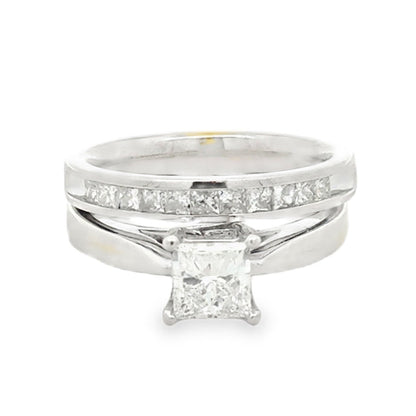 14k White Gold 0.96ct Princess Cut Diamond Solitaire Engagement Ring — top-down view