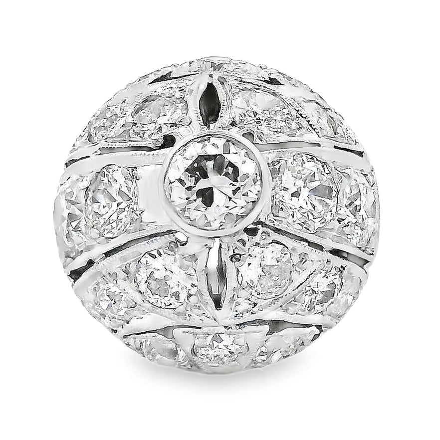 14k White Gold Approx 2ctw Round Brilliant Diamond Cluster Cocktail Ring — top-down view