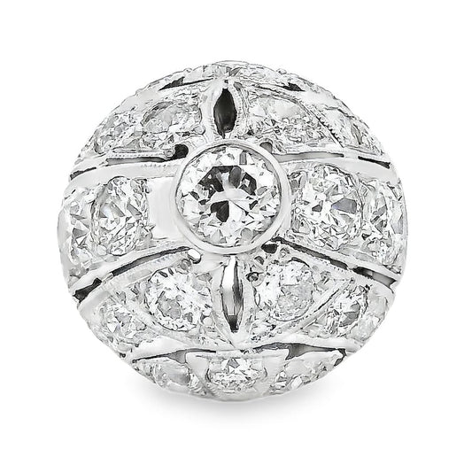 14k White Gold Approx 2ctw Round Brilliant Diamond Cluster Cocktail Ring — top-down view