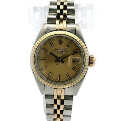 Rolex 6917 Oyster Perpetual Datejust 26mm Champagne Dial Two-Tone Watch — front view