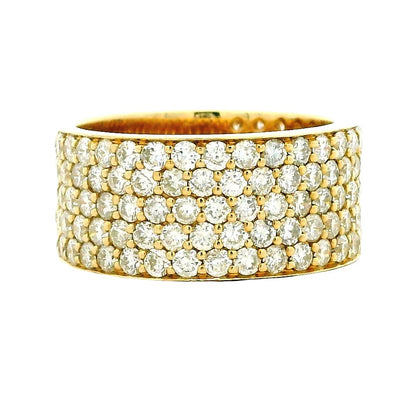 14k Yellow Gold 3.61ctw Round Brilliant Diamond White Pavé Dome Ring — top-down view