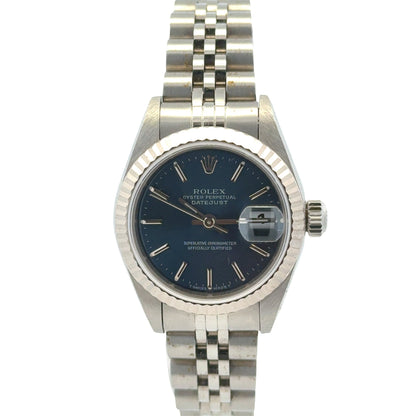 Rolex 79174 Datejust 26mm Two-Tone Blue Dial Jubilee Bracelet Watch — front view
