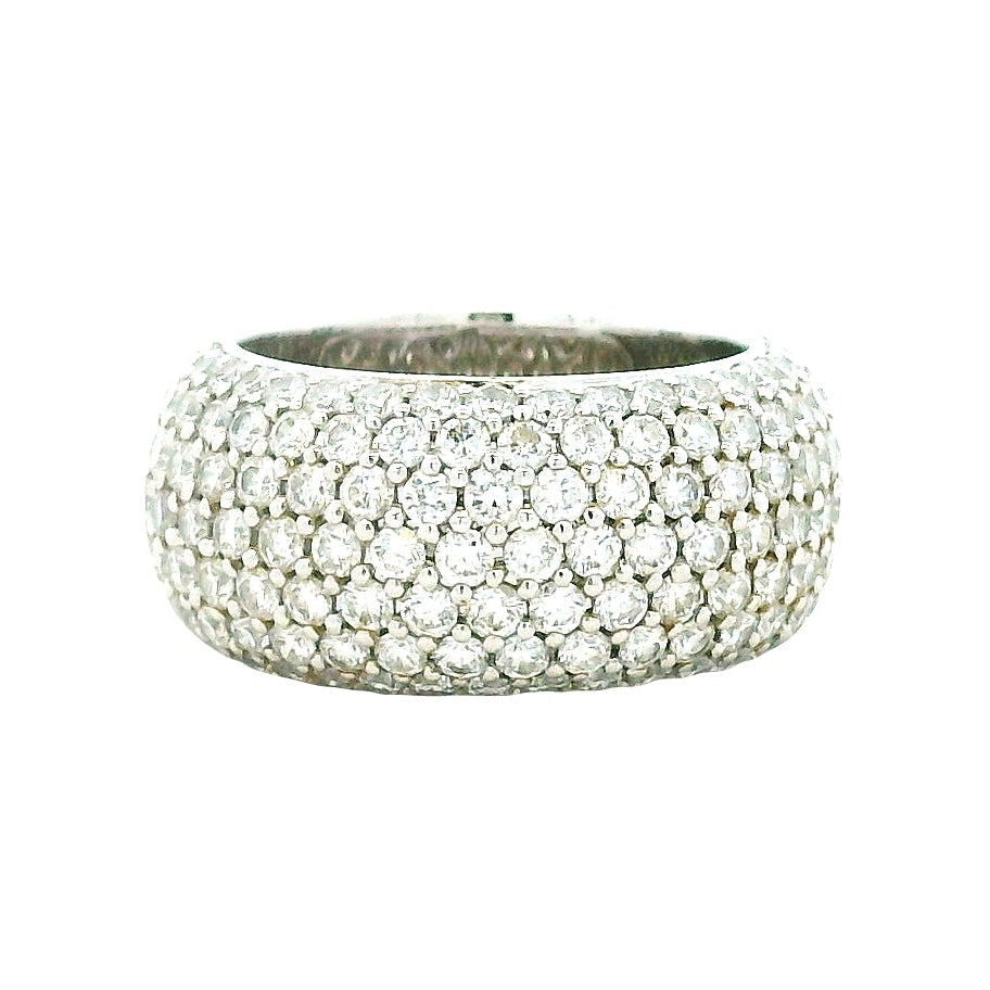 18k White Gold 3.65ctw Round Brilliant Diamond Pavé Ring — top-down view