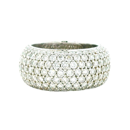 18k White Gold 3.65ctw Round Brilliant Diamond Pavé Ring — top-down view