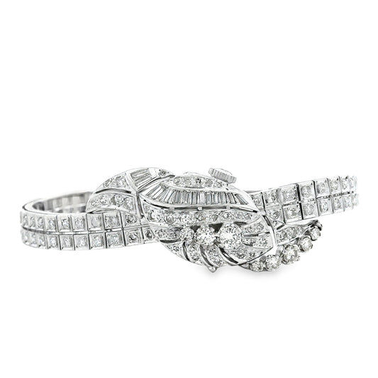 Hamilton Vintage 14k White Gold Diamond Cocktail Ladies Watch — front view