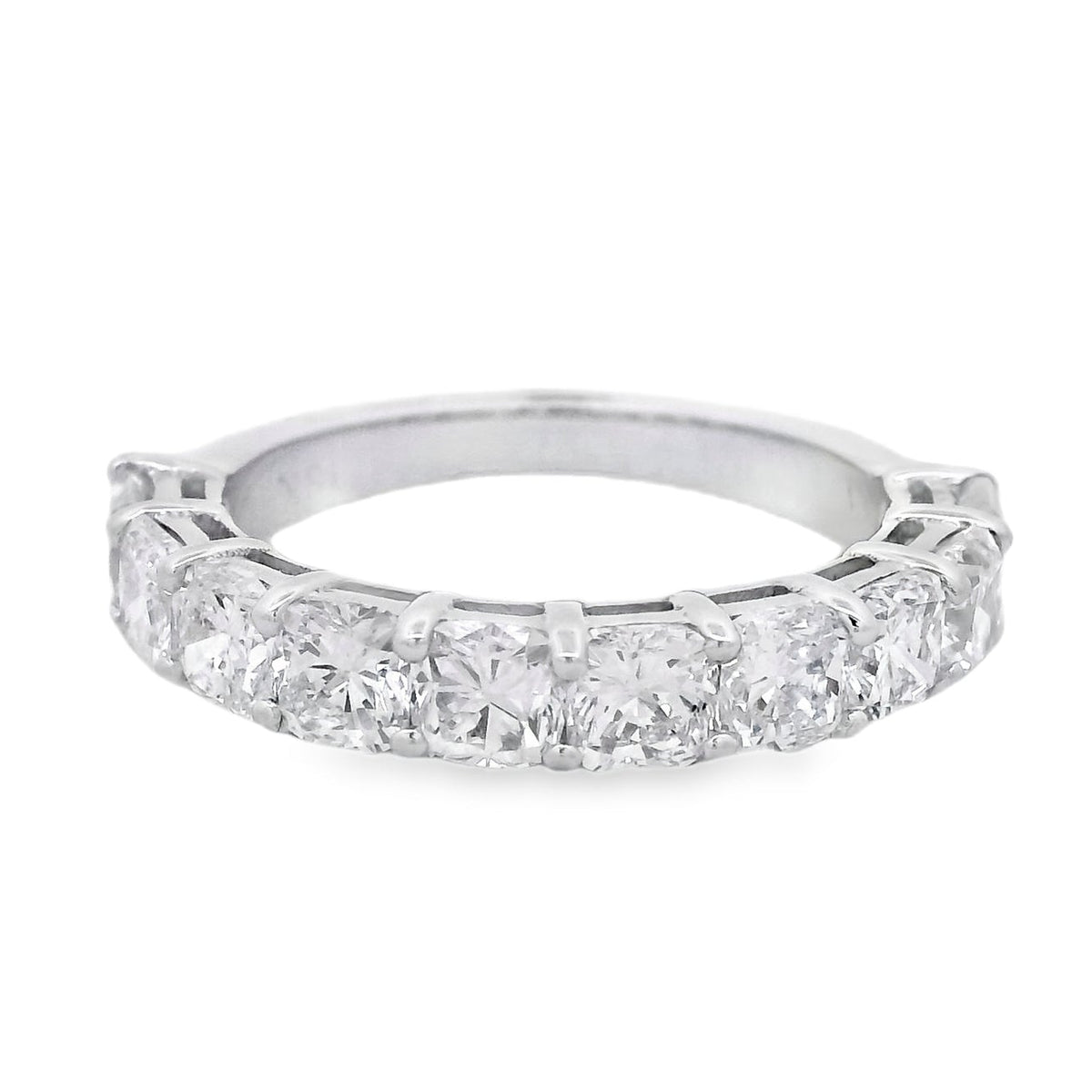 18k White Gold 2.73ctw Cushion Cut Diamond Channel Set Wedding Band — top-down view