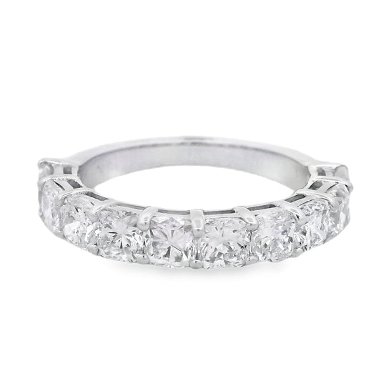 18k White Gold 2.73ctw Cushion Cut Diamond Channel Set Wedding Band — top-down view