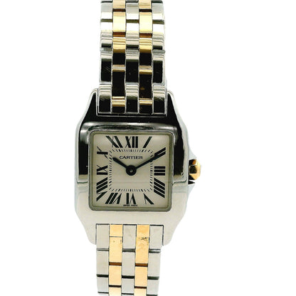 Cartier Santos 2698 Two-Tone White Dial Ladies Bracelet Watch — front view
