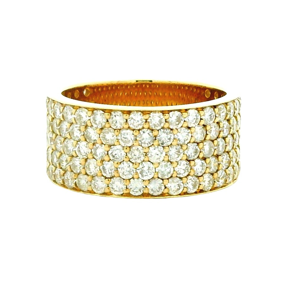 14k Yellow Gold 3.61ctw Round Brilliant Diamond White Pavé Dome Ring — top-down view