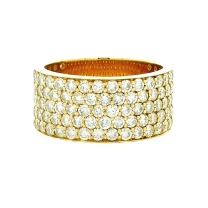 14k Yellow Gold 3.61ctw Round Brilliant Diamond White Pavé Dome Ring — top-down view