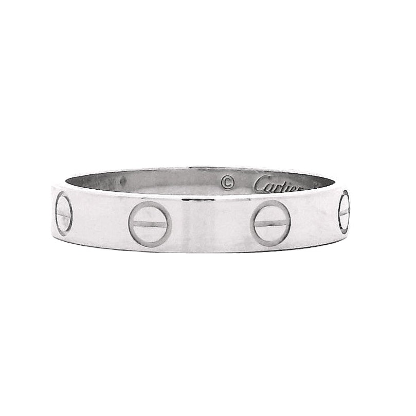 Cartier Platinum Love Ring with Papers — top-down view