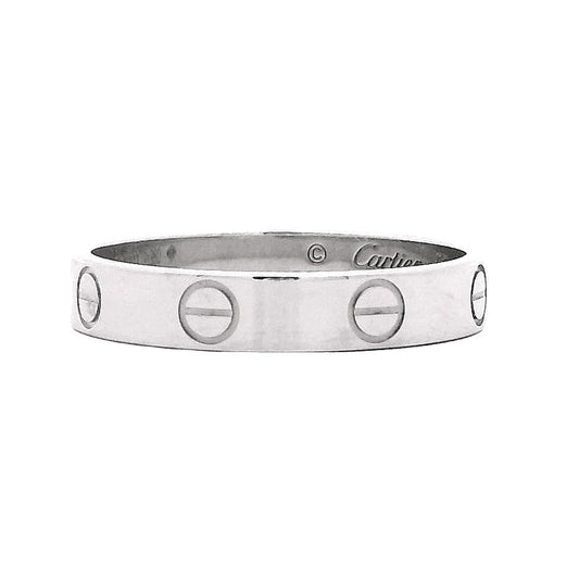 Cartier Platinum Love Ring with Papers — top-down view