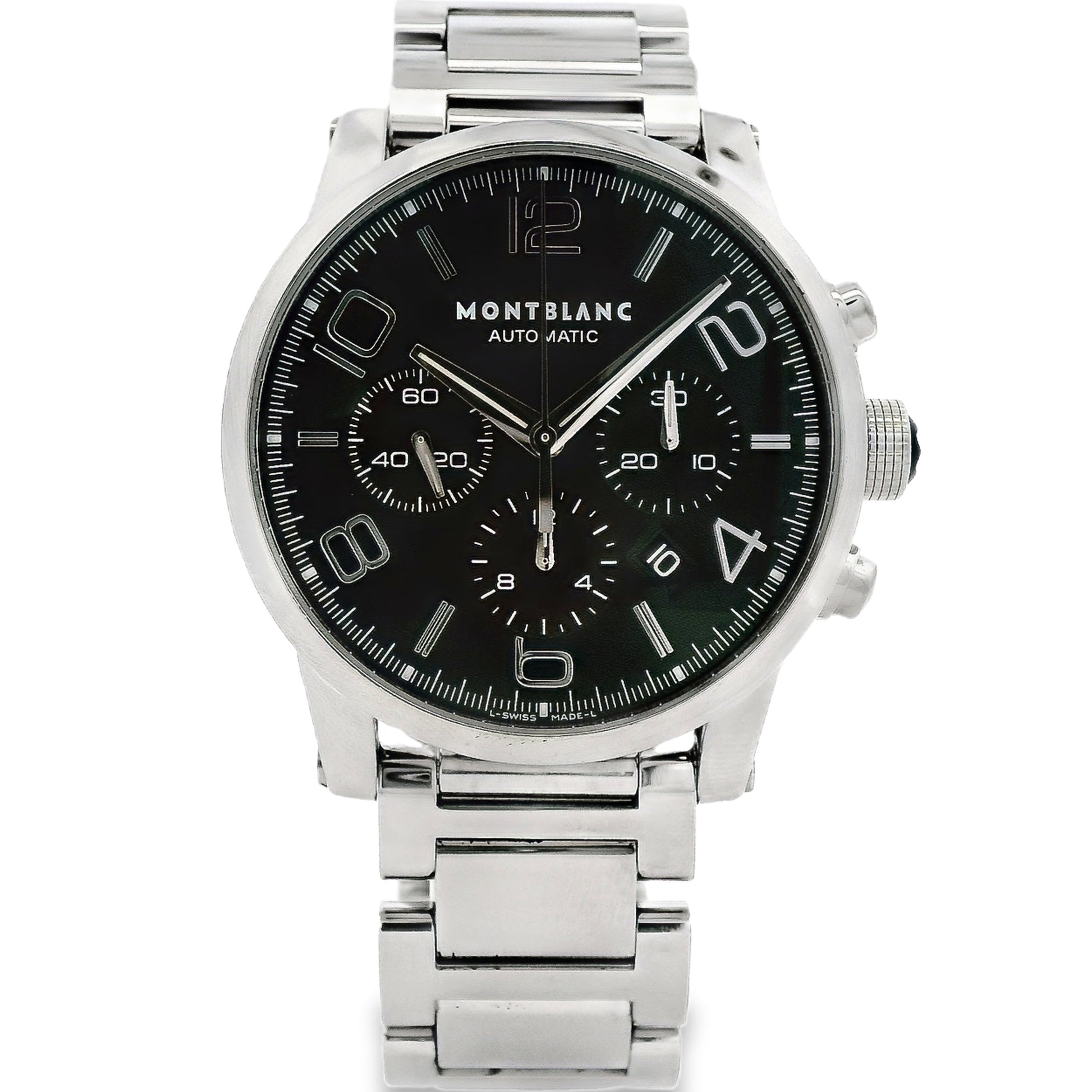 Montblanc 7069 Timewalker 42mm Black Dial Stainless Steel Watch — front view