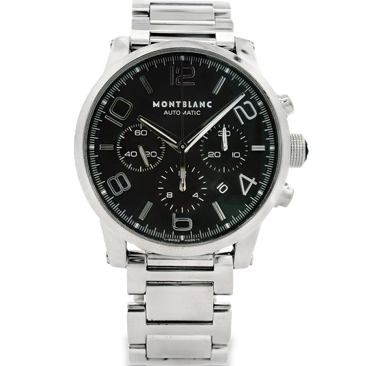 Montblanc 7069 Timewalker 42mm Black Dial Stainless Steel Watch — front view