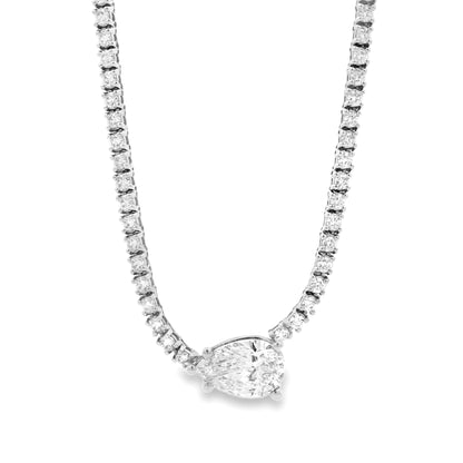 GIA Certified 1.06ct D VS2 Pear Cut Diamond Pendant Tennis Necklace — top-down view