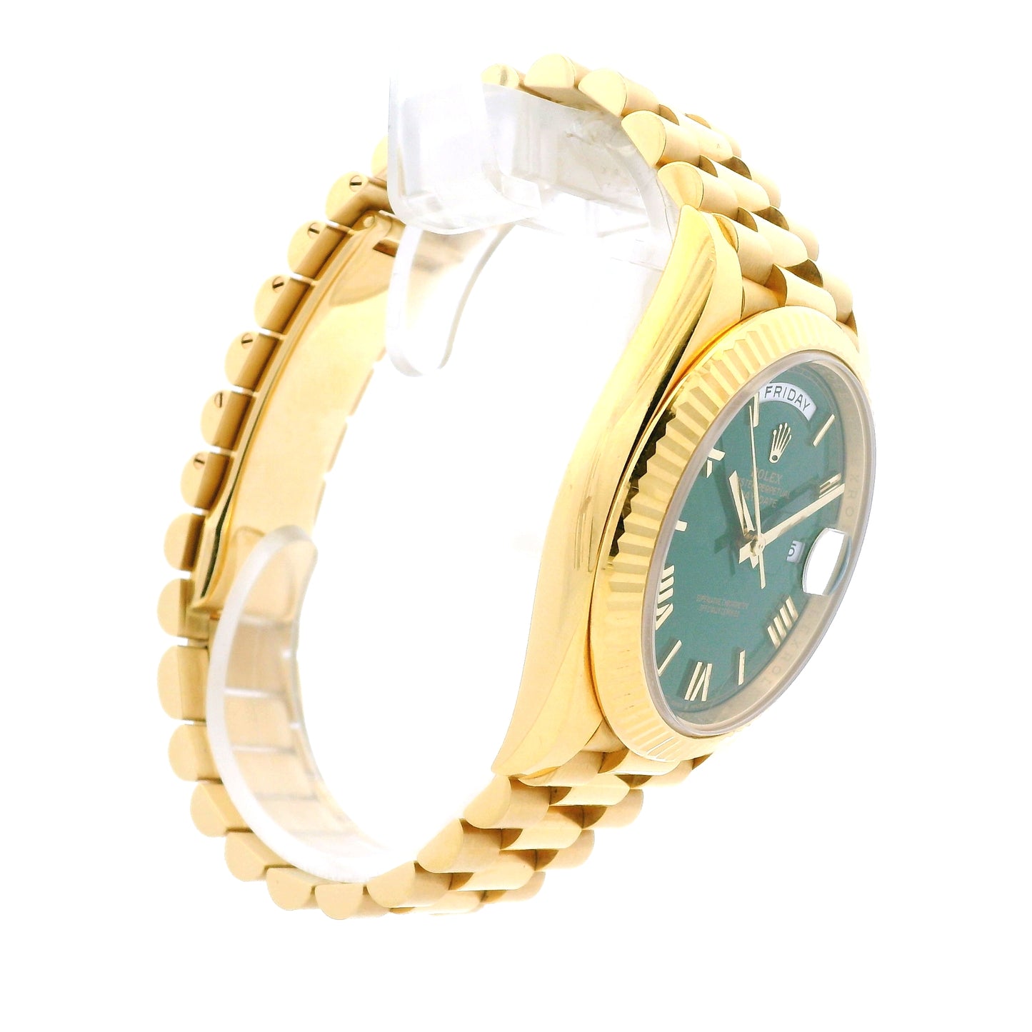Rolex 228238 Day-Date 40 40mm Green Roman Dial 18k Yellow Gold Watch — photo 20 of 21