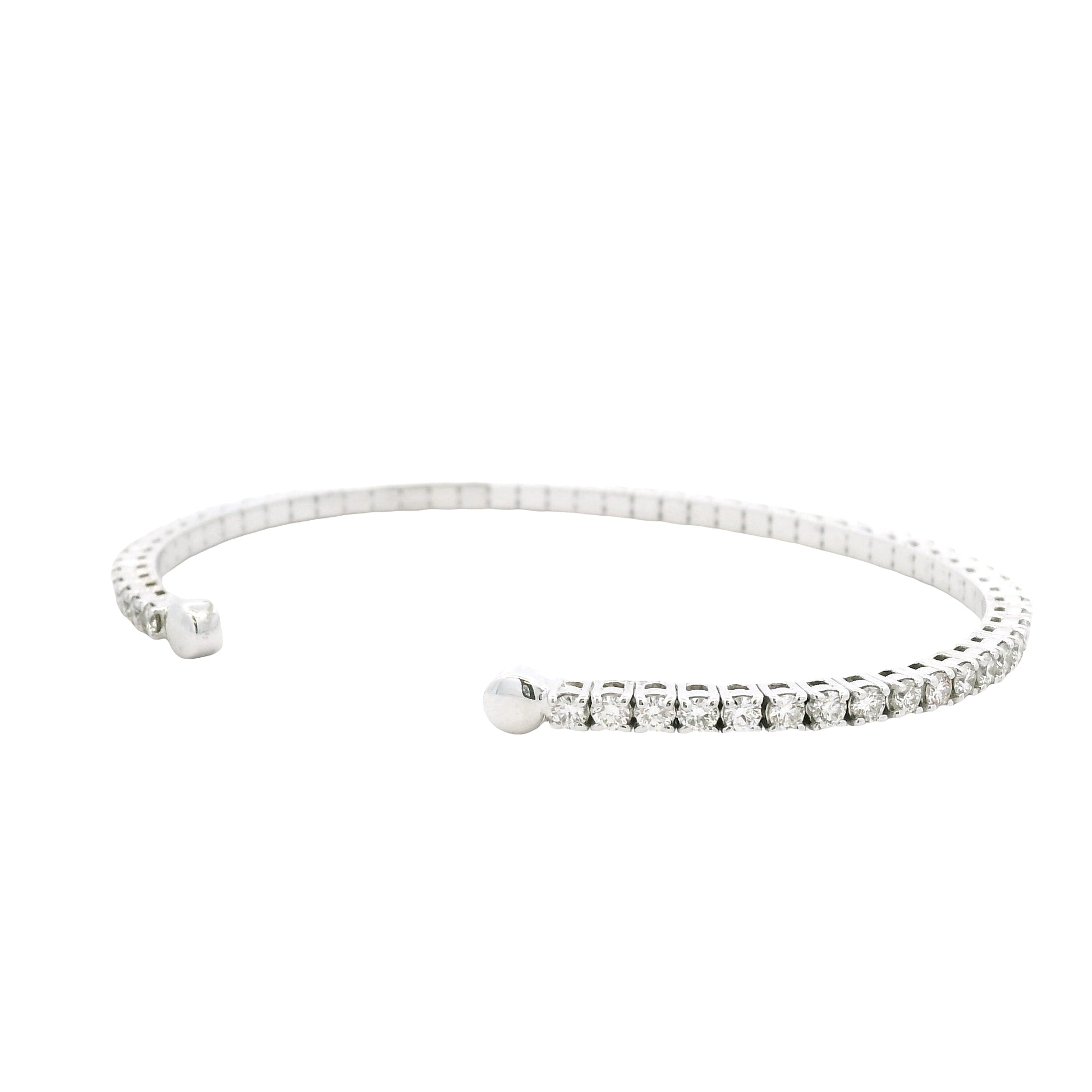 14k White Gold 2.60ctw Round Brilliant Diamond Flexible Pavé Bangle Bracelet — photo 21 of 22