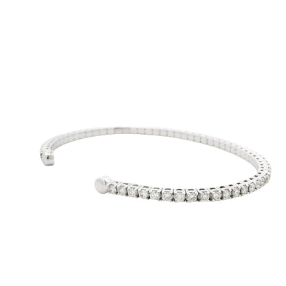 14k White Gold 2.60ctw Round Brilliant Diamond Flexible Pavé Bangle Bracelet — photo 22 of 22