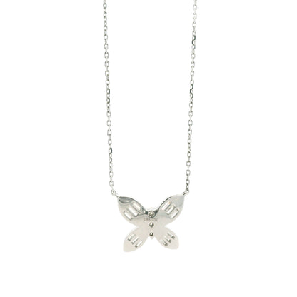 18k White Gold 0.79ctw Natural Round & Baguette Diamond Butterfly Pendant Necklace — left three-quarter angle
