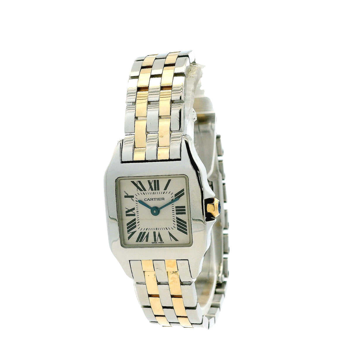 Cartier Santos 2698 Two-Tone White Dial Ladies Bracelet Watch — left side three-quarter view