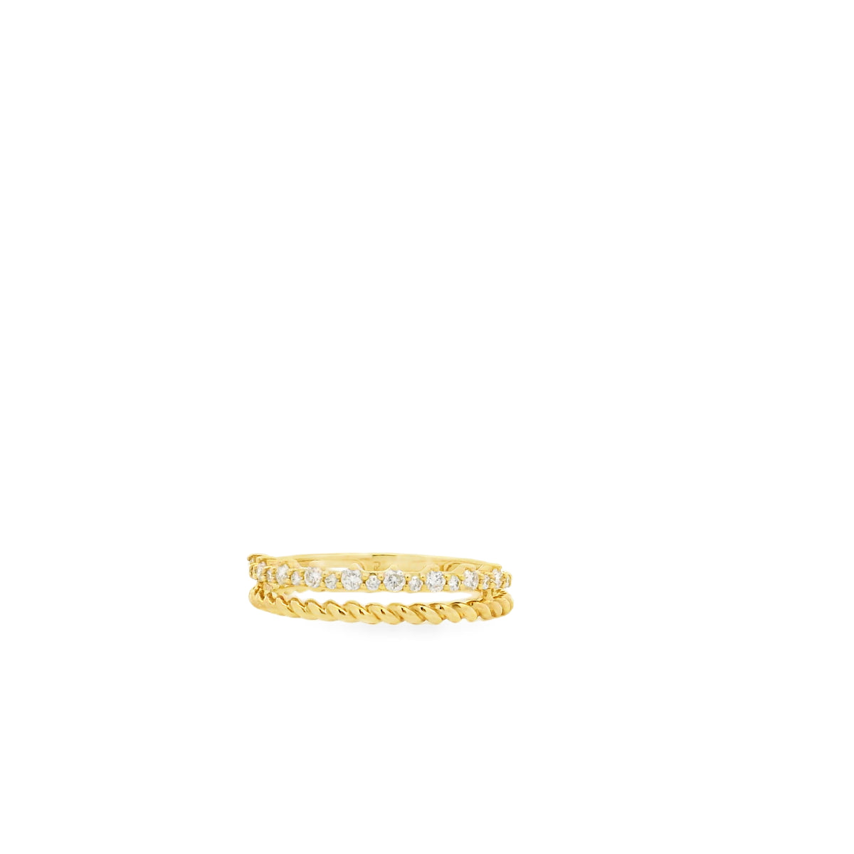 14k Yellow Gold 0.22ctw Round Brilliant Diamond Split Band Ring — left three-quarter angle