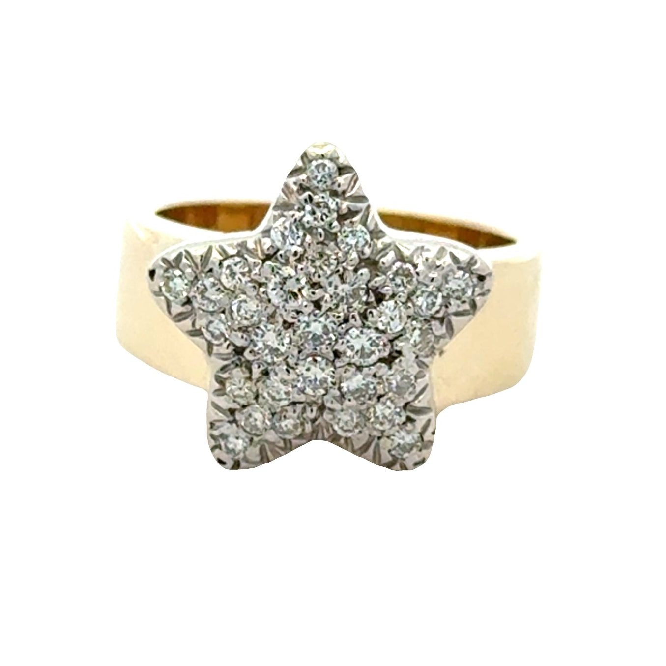 14k Yellow Gold 0.30ctw Pavé Set Diamond Star Ring — left three-quarter angle