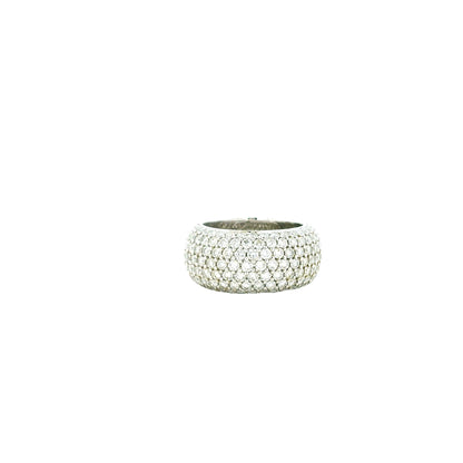 18k White Gold 3.65ctw Round Brilliant Diamond Pavé Ring — left three-quarter angle