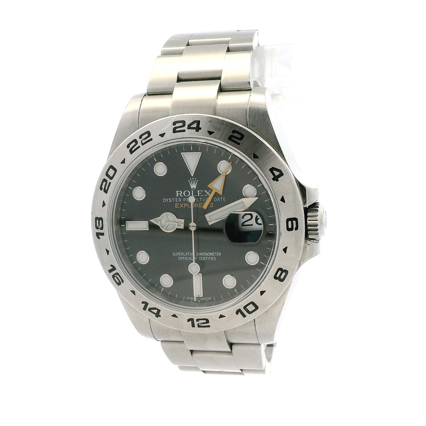 Rolex 216570 Explorer II 42mm Black Dial Stainless Steel Watch — left side three-quarter view