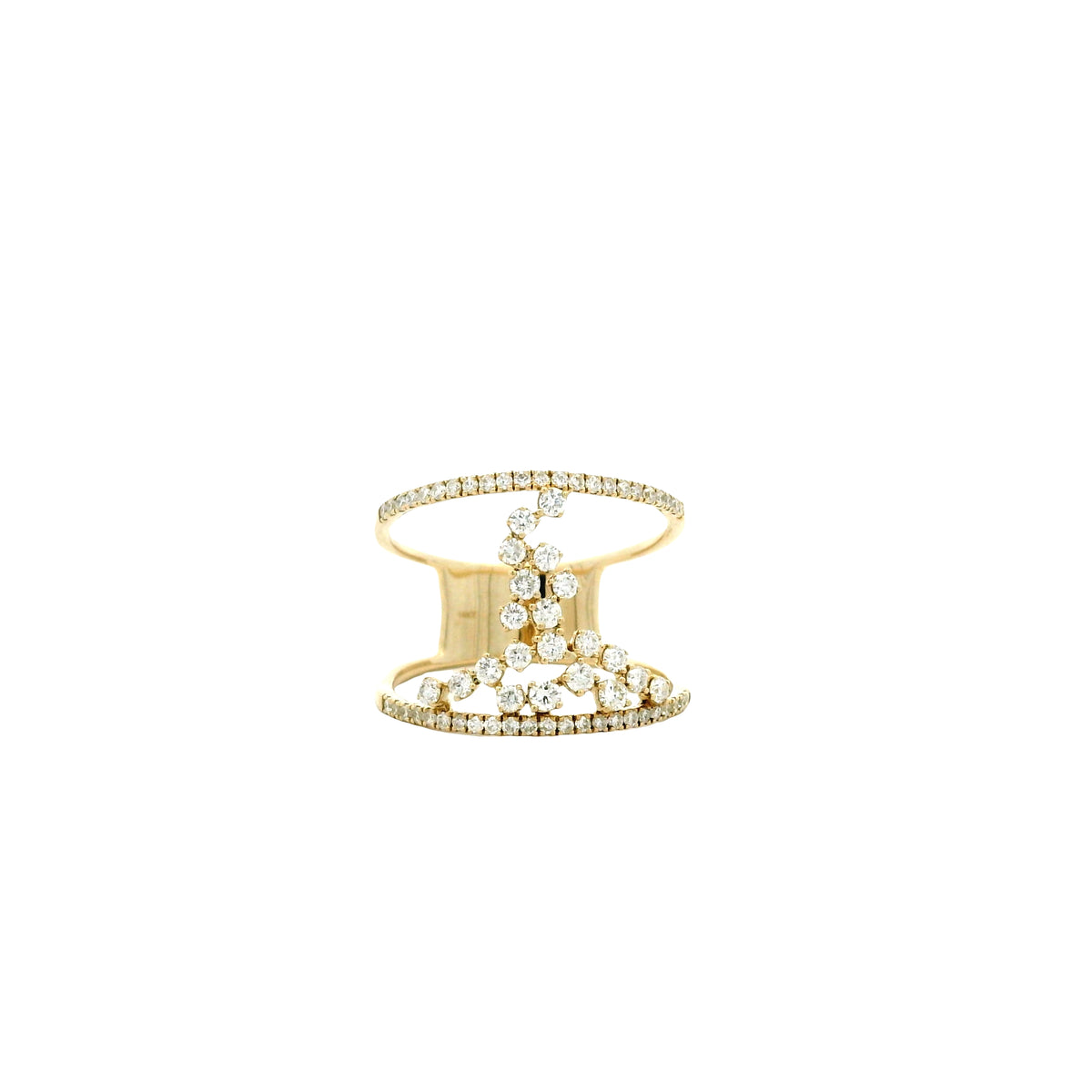 14k Yellow Gold 0.64ctw Pavé Diamond Openwork Cocktail Ring — left three-quarter angle