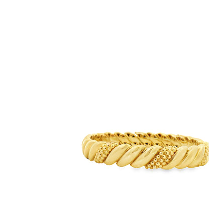Gabriel & Co. 14k Yellow Gold Bujukan Split Bangle Bracelet — left three-quarter angle