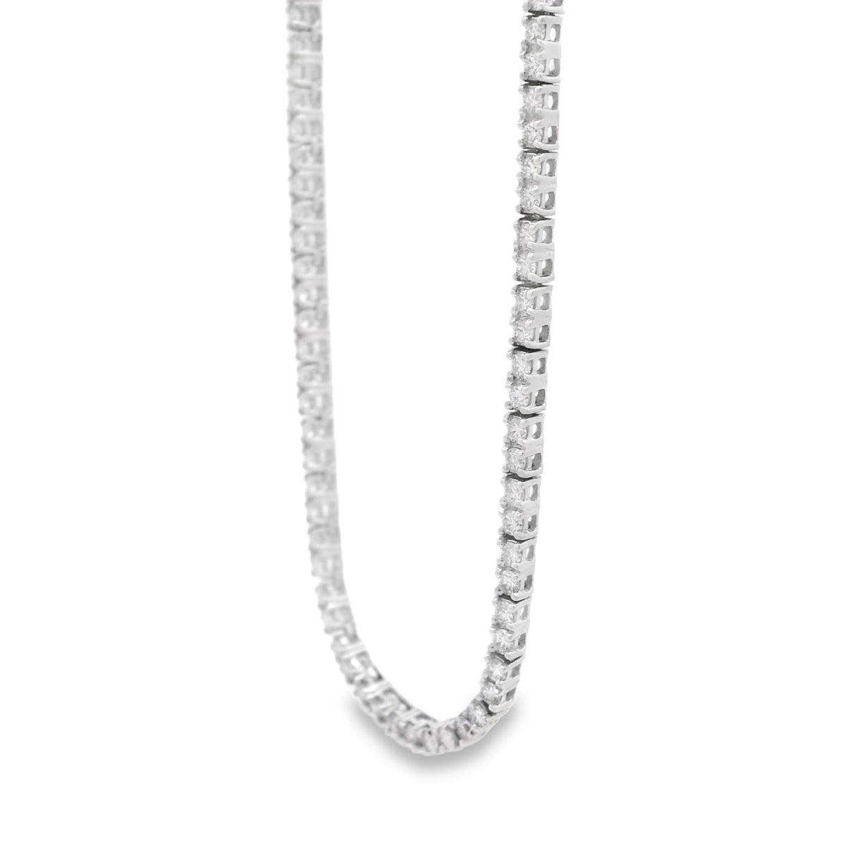 14k White Gold 2.41ctw Round Brilliant Diamond Necklace 17" — left three-quarter angle